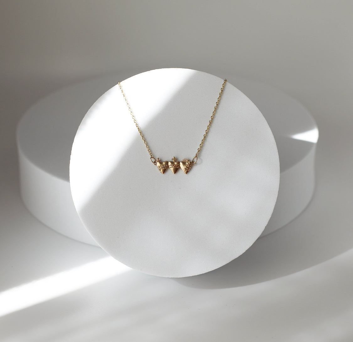 Holy Family Hearts® in 14K Gold Tiny Version