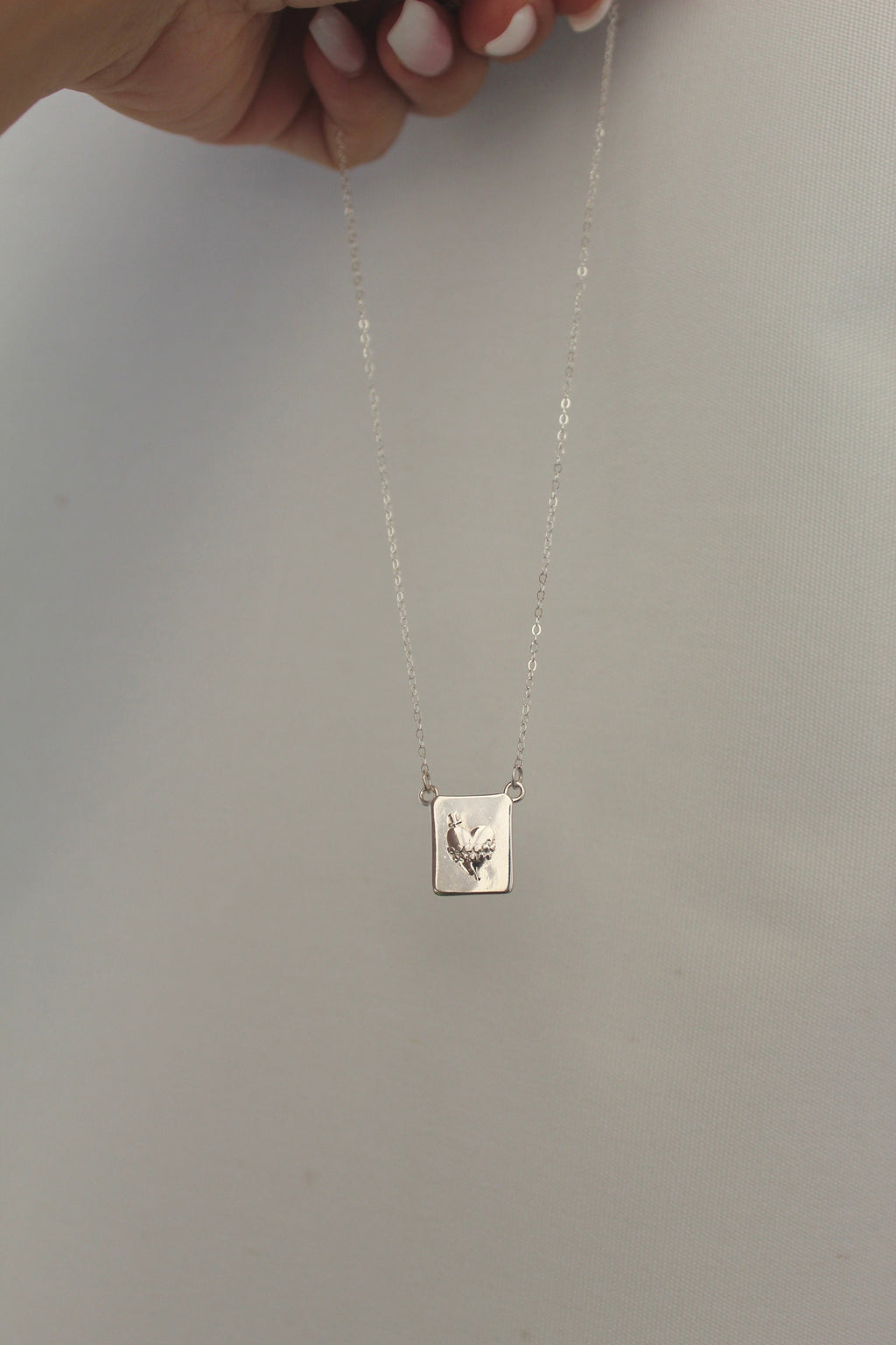 Our Lady of Fatima's Immaculate Heart Necklace in Sterling Silver