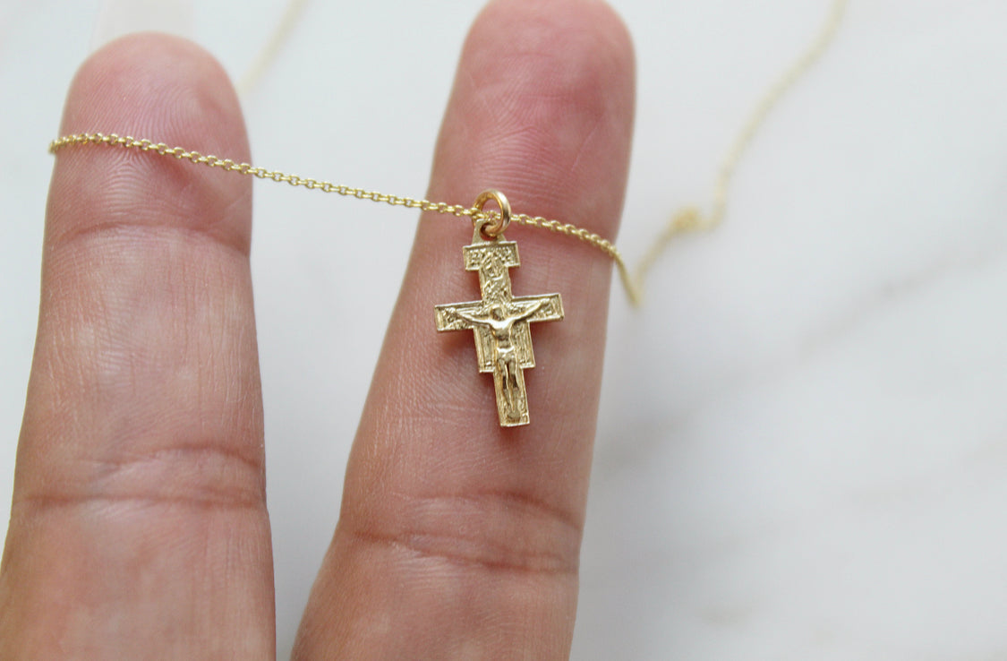 Damiano Crucifix Necklace 14K Gold