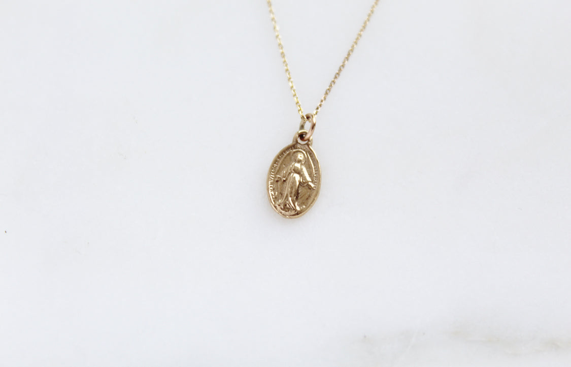 14k Gold Miraculous Medal Necklace
