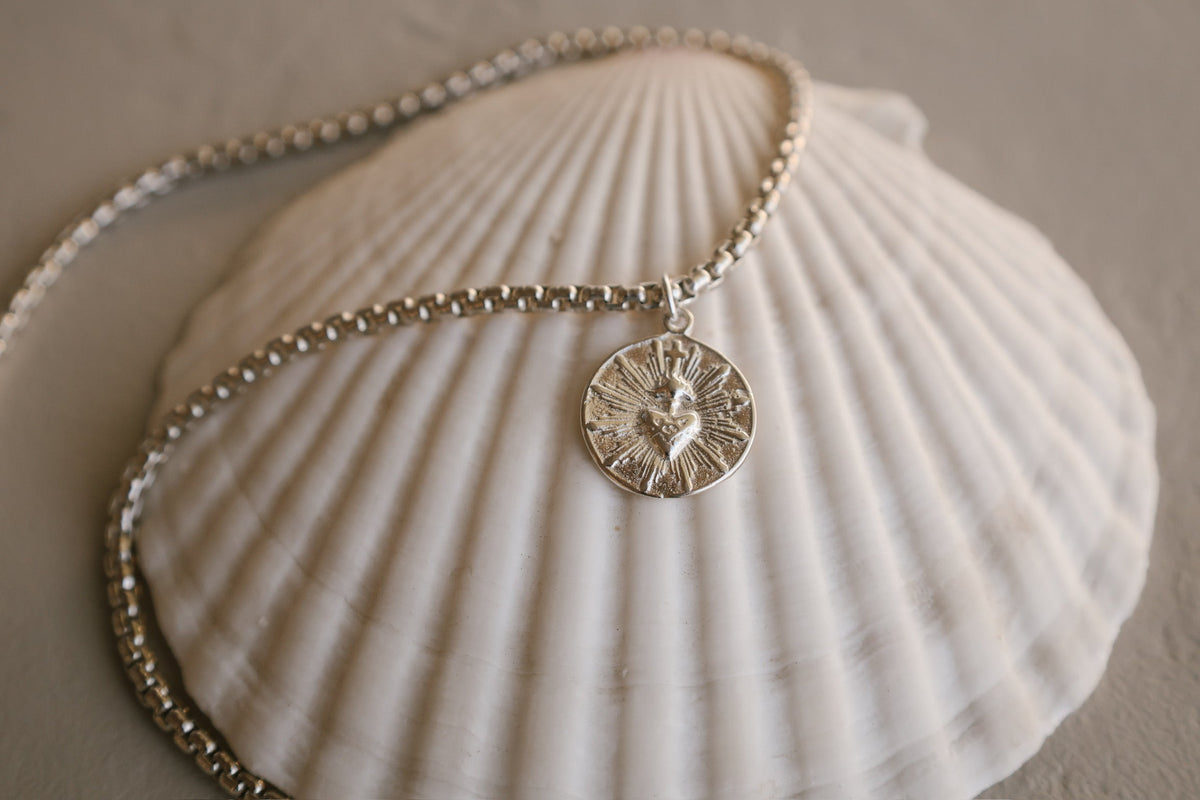 Men’s Sacred Heart Coin | 925 Sterling Silver