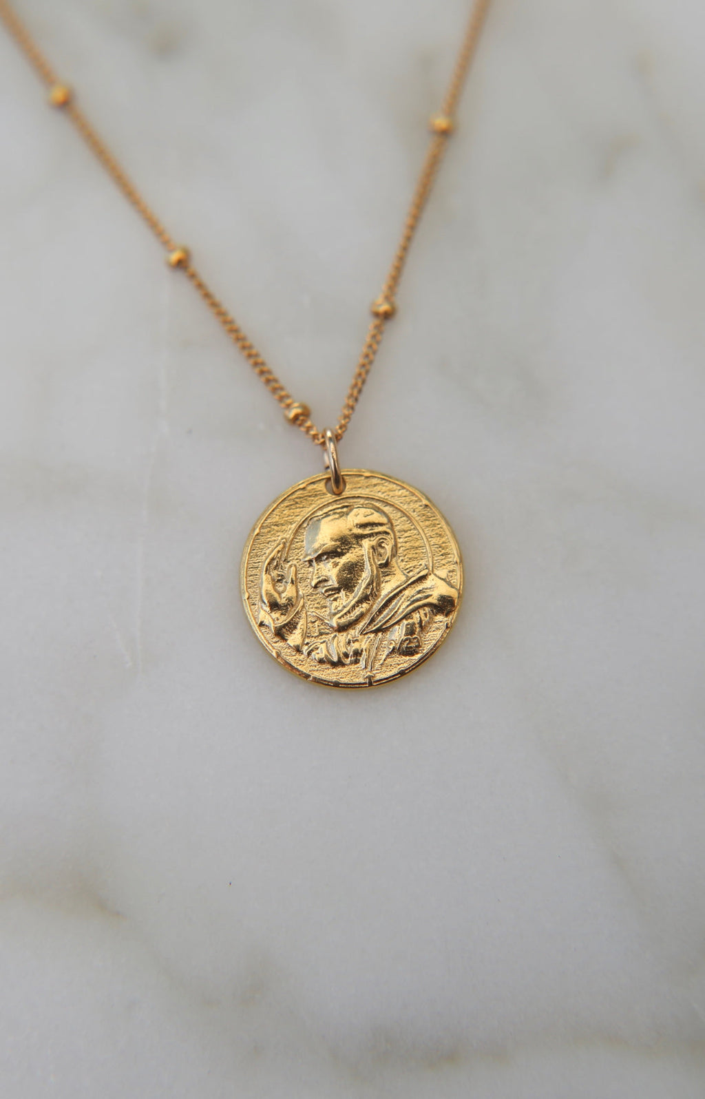 Padre Pio Necklace in Gold Vermeil
