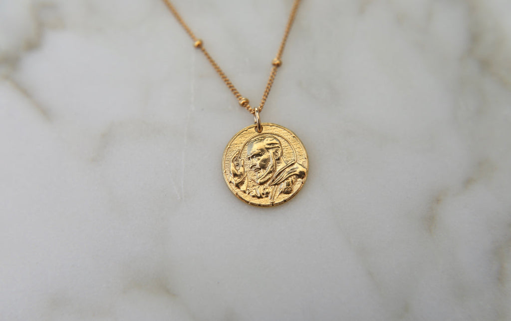 Padre Pio Necklace in Gold Vermeil