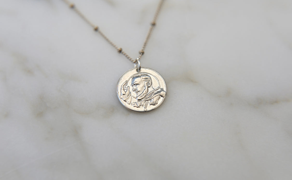 St. Padre Pio Necklace in Sterling Silver