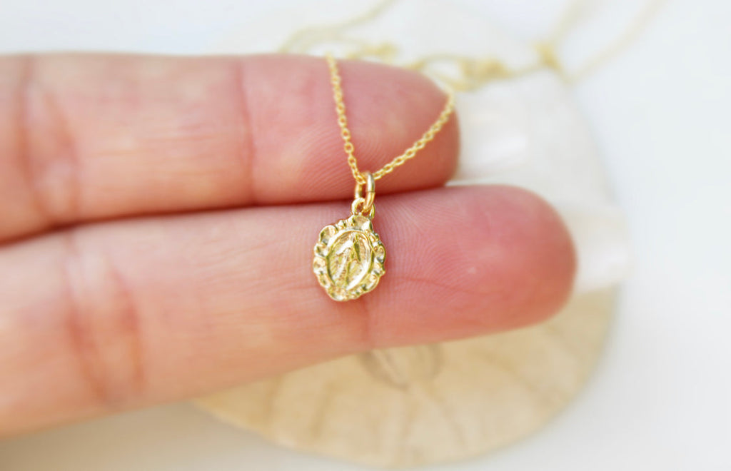14K Gold Tiny Miraculous Medal Necklace