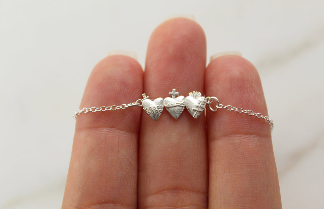 Holy Family Hearts® Bracelet Sterling Silver Tiny Version