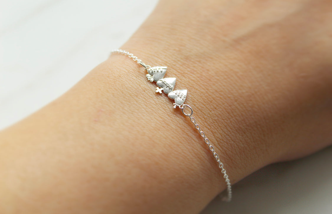 Holy Family Hearts® Bracelet Sterling Silver Tiny Version