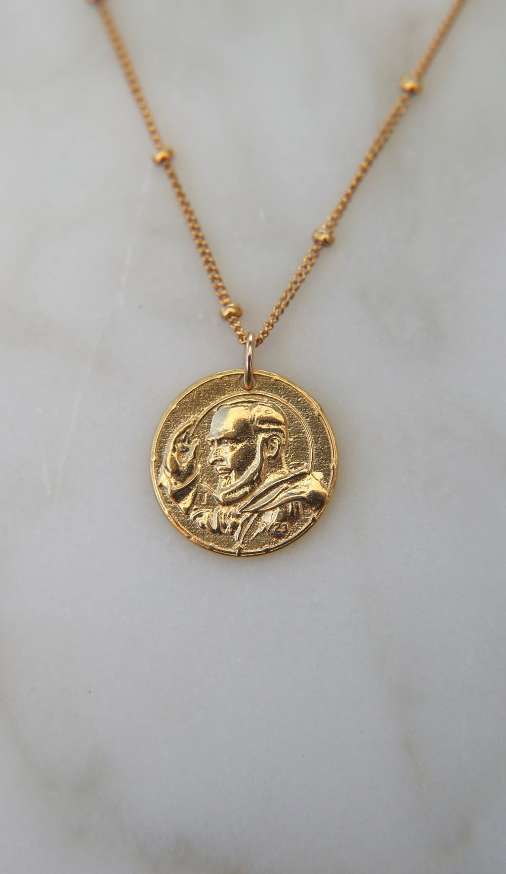 Padre Pio Necklace in Gold Vermeil