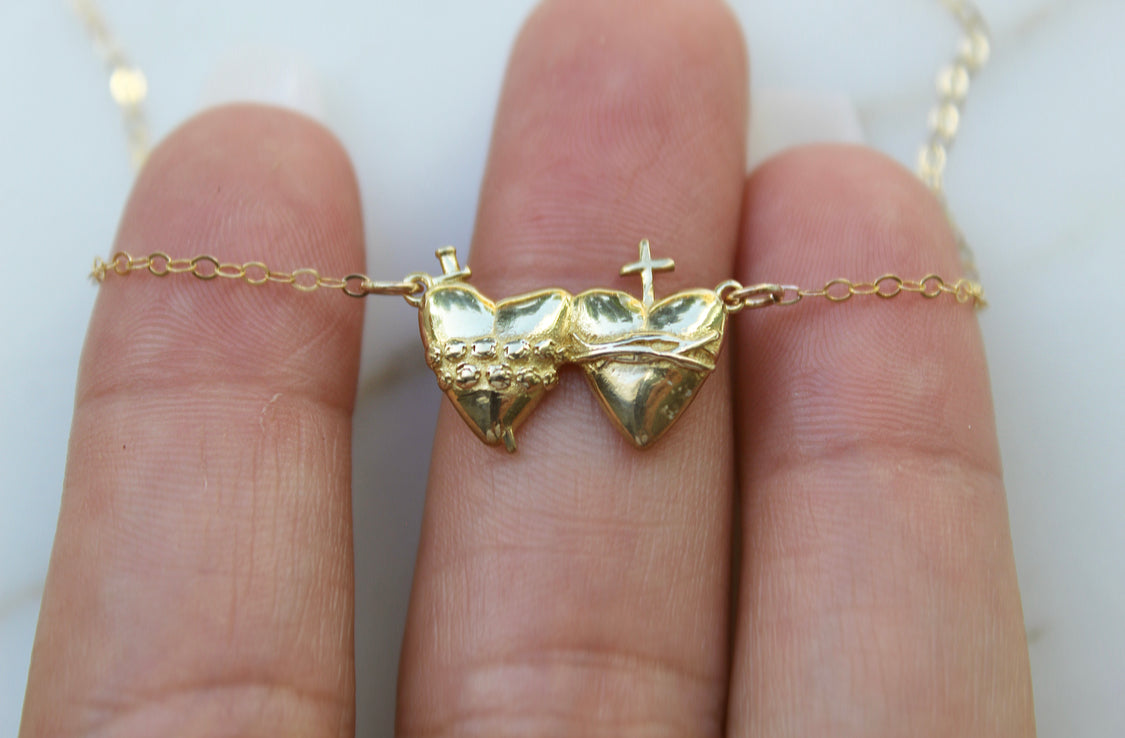 Sacred Heart and Immaculate Heart Necklace
