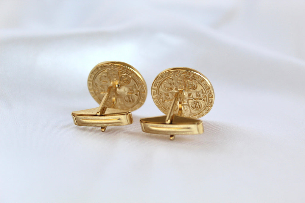 St. Benedict Cufflinks in Gold Vermeil