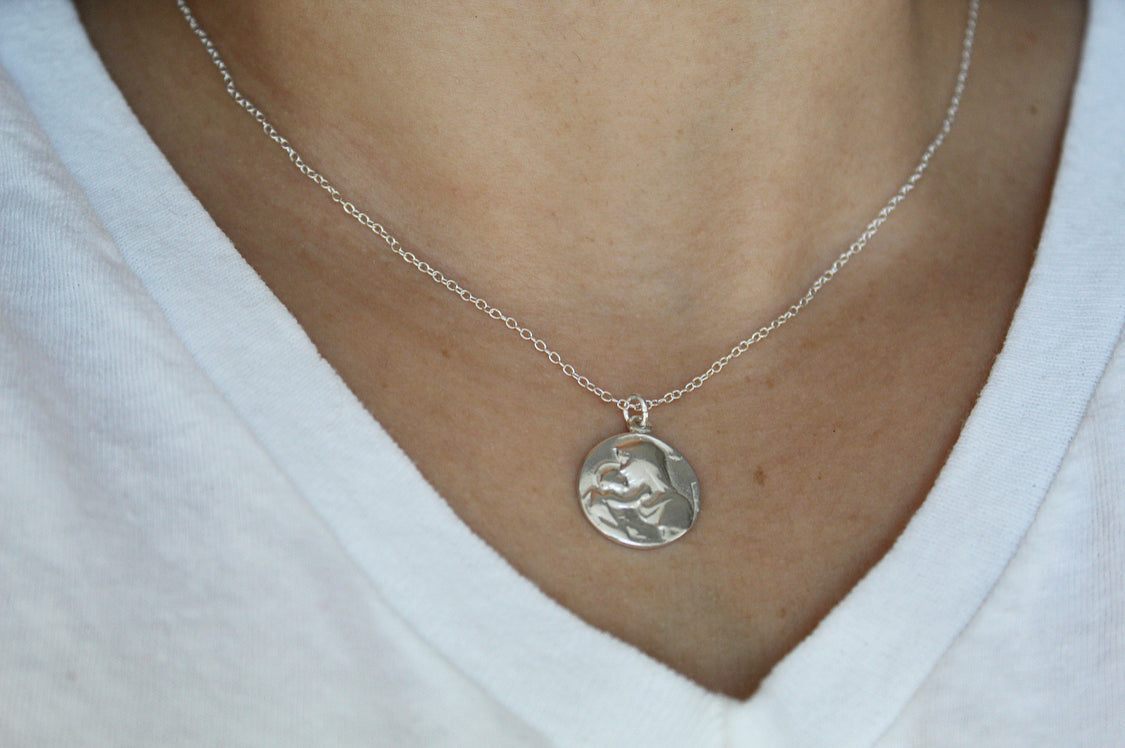 Jesus and Mary Necklace in Sterling Silver