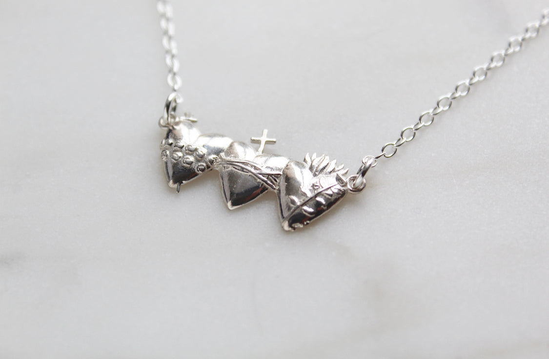 Holy Family Hearts® Necklace in Sterling Silver