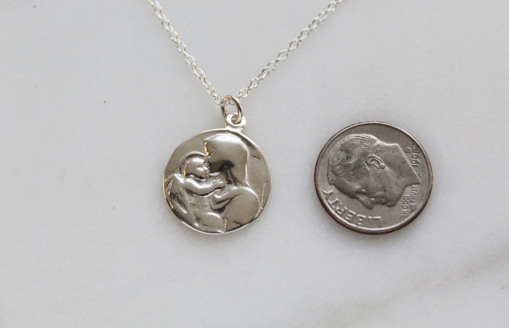 Jesus and Mary Necklace in Sterling Silver