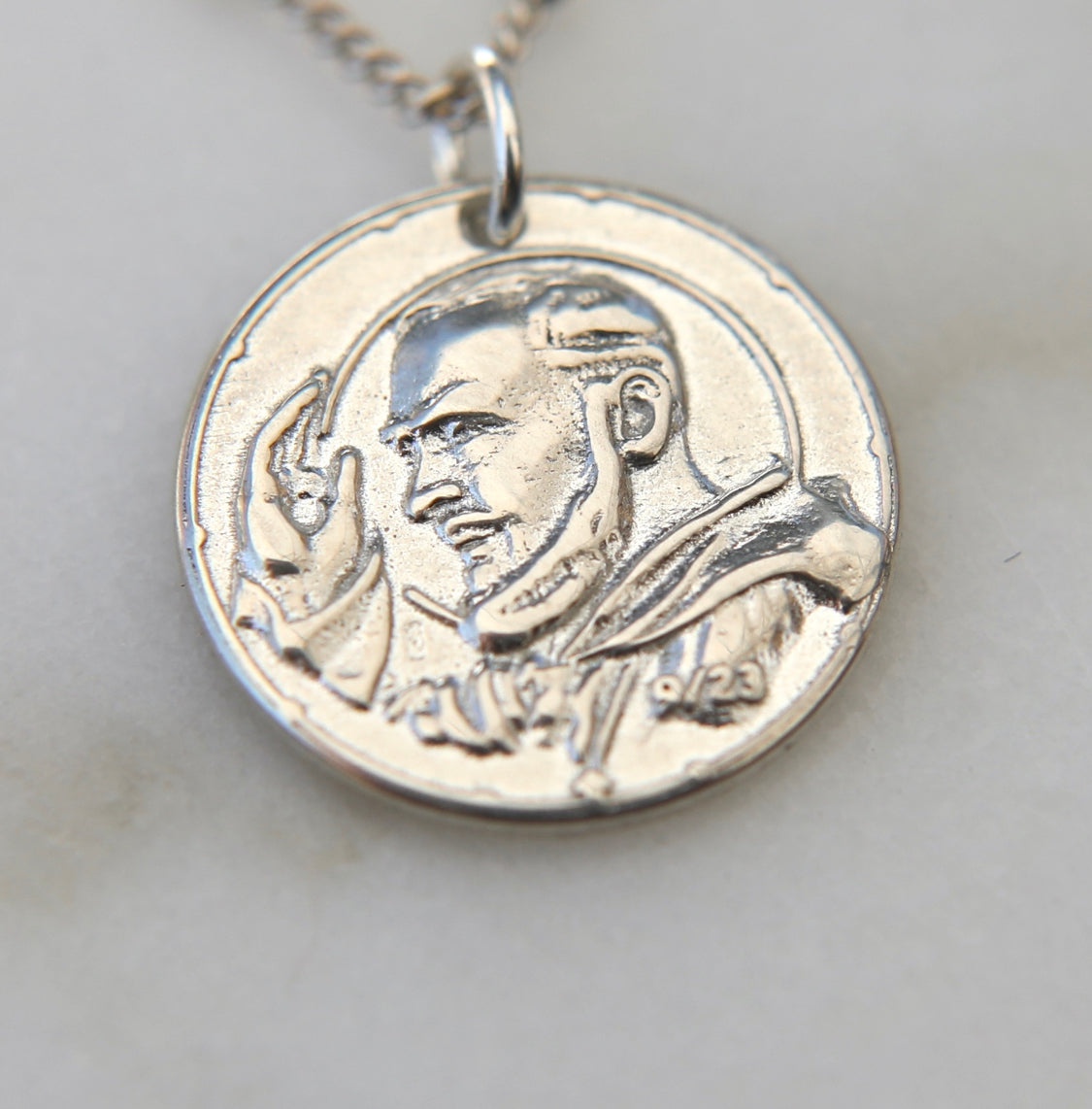 St. Padre Pio Necklace in Sterling Silver