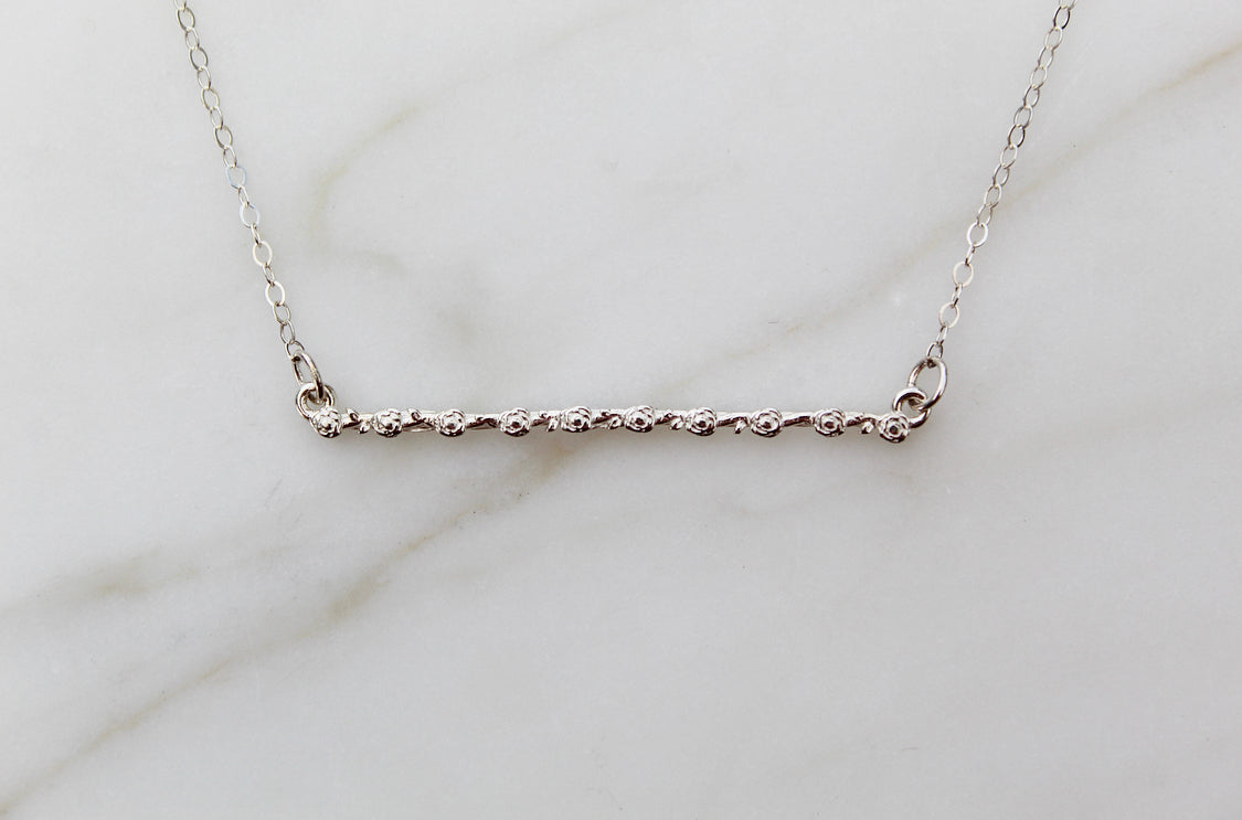 Rose Bar Necklace in Sterling Silver