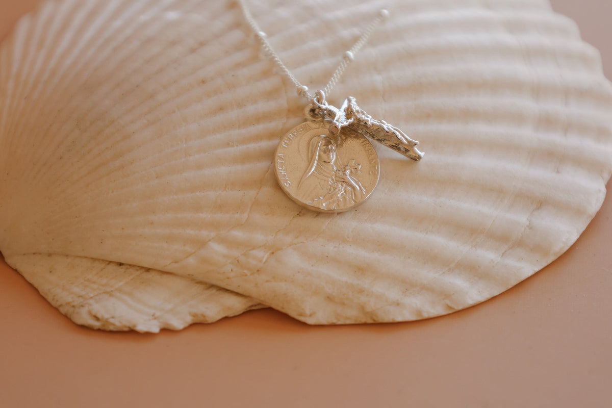 St. Therese of Lisieux & Crucifix | Sterling Silver