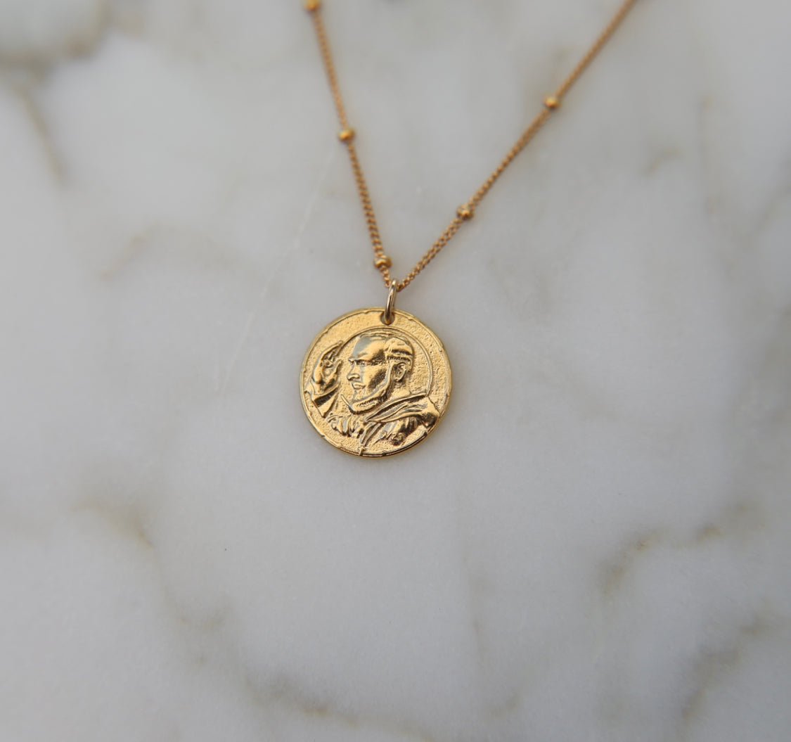 Padre Pio Necklace in Gold Vermeil
