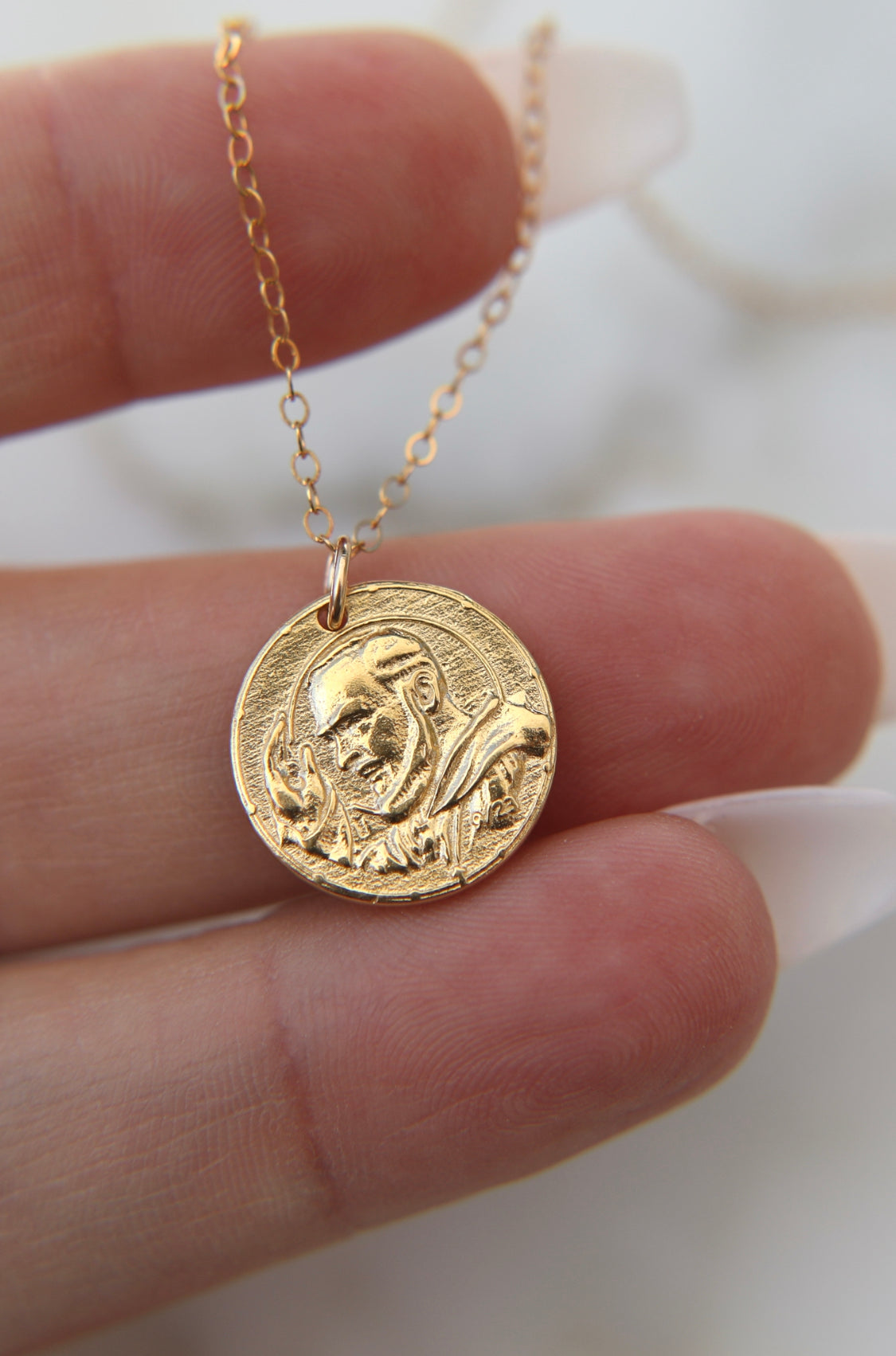 Padre Pio Necklace in Gold Vermeil