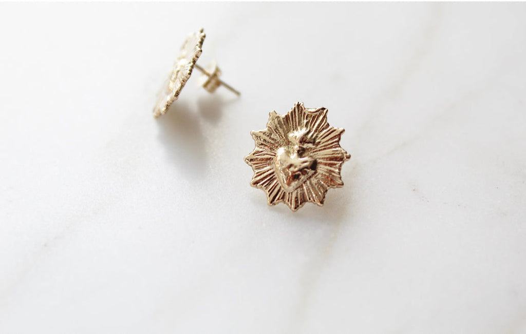 Sacred Heart Earrings in 14k Gold *Made to Order*