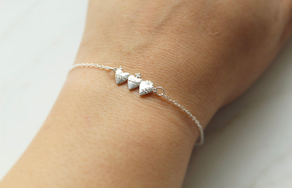 Holy Family Hearts® Bracelet Sterling Silver Tiny Version