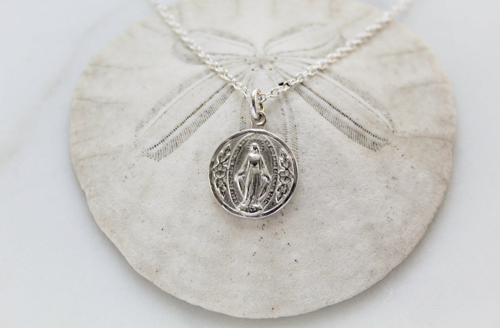 Round Miraculous Medal in 925 Sterling Silver