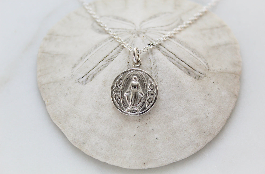 Round Miraculous Medal in 925 Sterling Silver