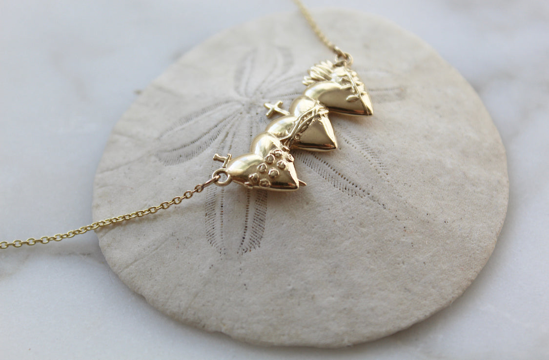 Holy Family Hearts® Necklace in 14k Gold