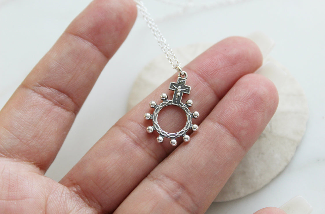 Rosary Bead necklace in 925 Sterling Silver