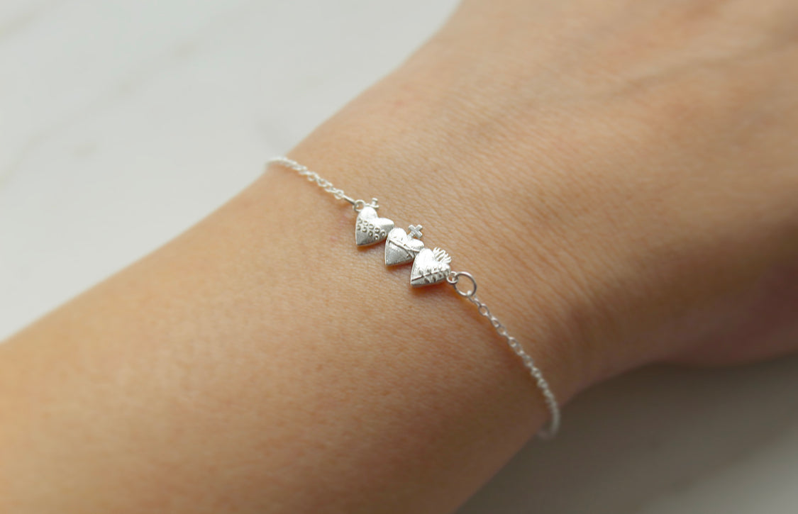 Holy Family Hearts® Bracelet Sterling Silver Tiny Version