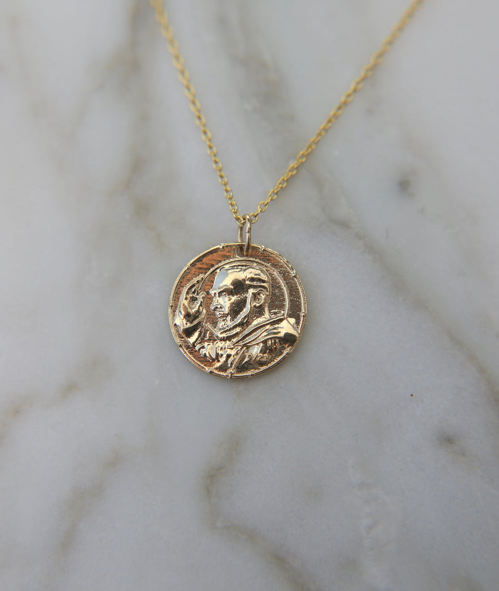 Padre Pio Necklace in 14k Gold