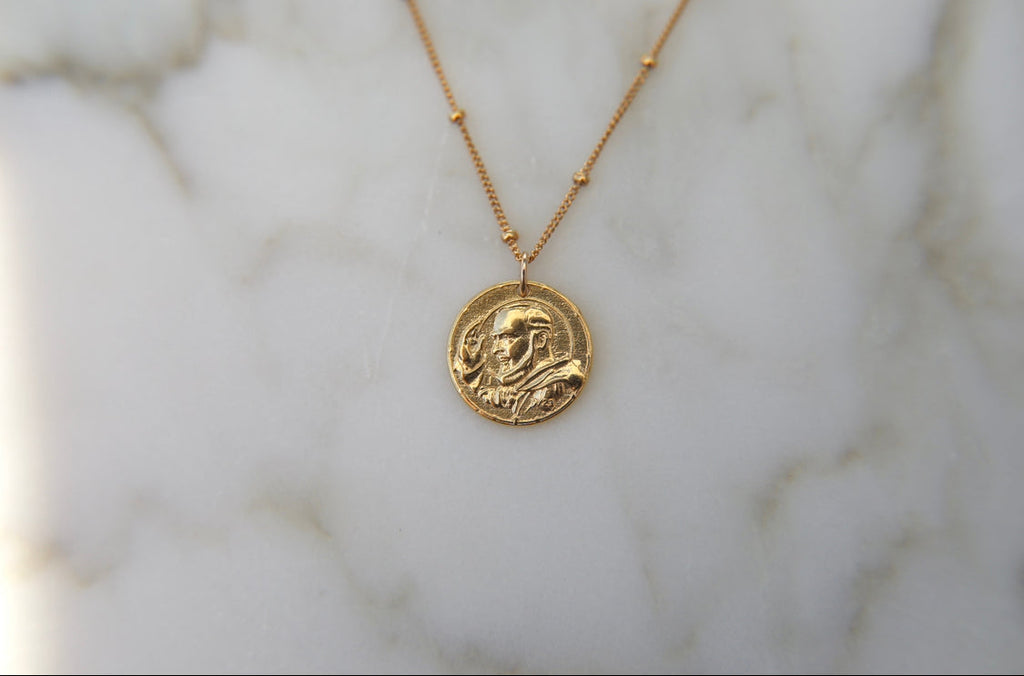 Padre Pio Necklace in Gold Vermeil
