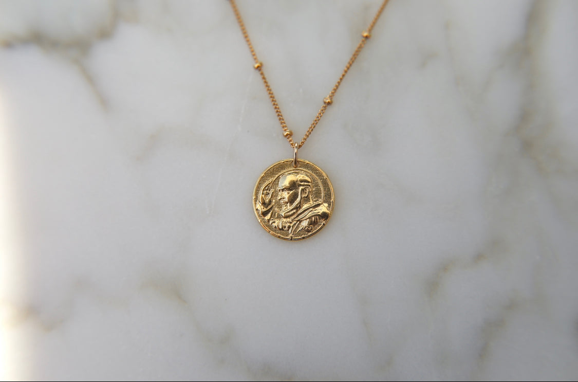 Padre Pio Necklace in Gold Vermeil