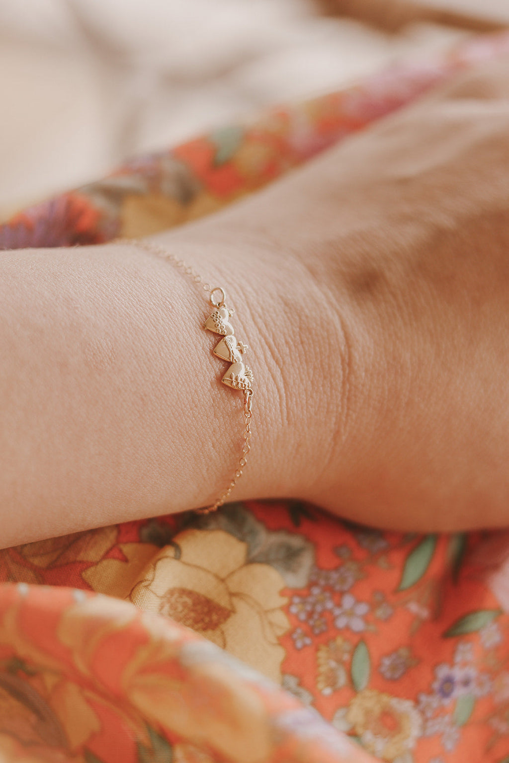 Holy Family Hearts® Bracelet In Polished Brass Tiny Version