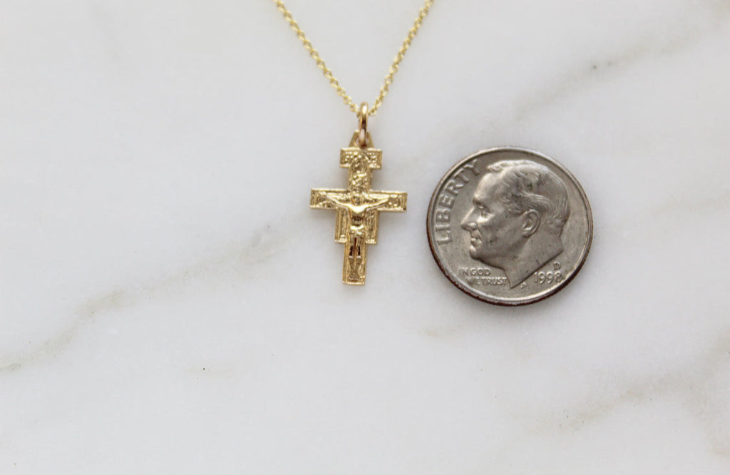 Damiano Crucifix Necklace 14K Gold