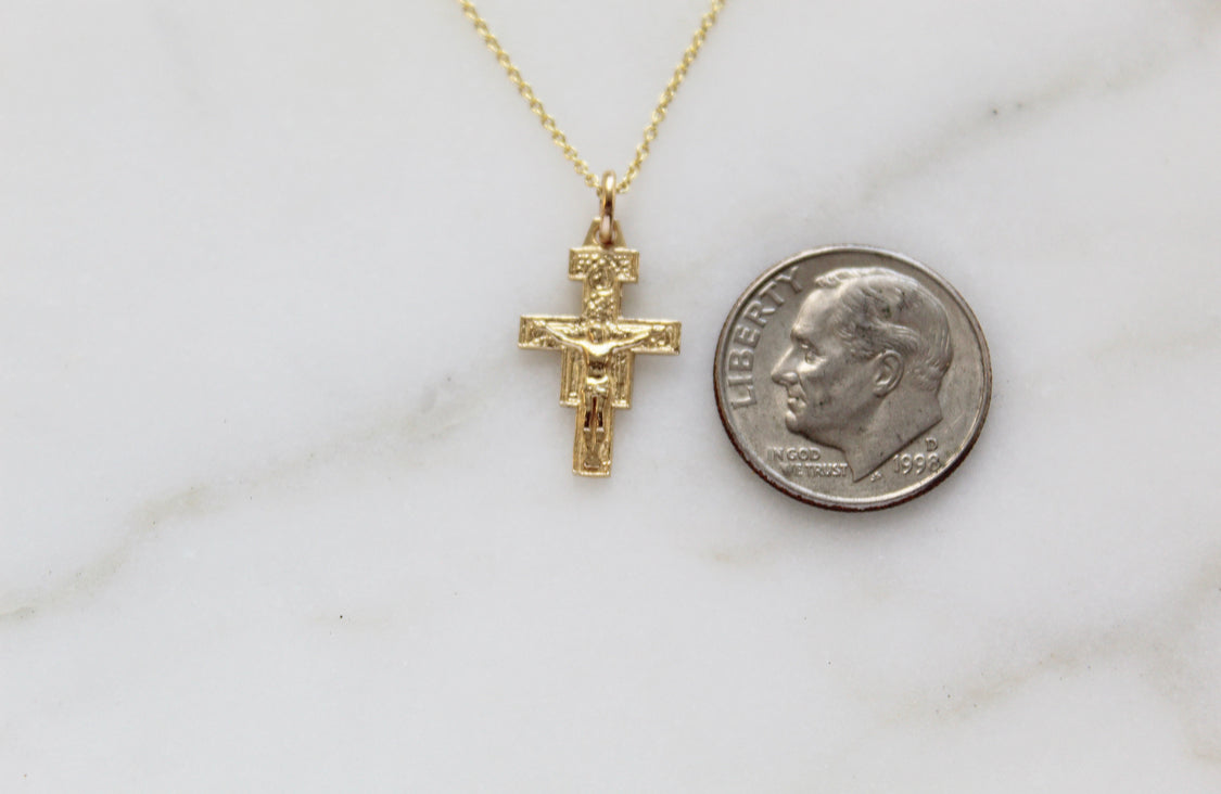 Damiano Crucifix Necklace 14K Gold