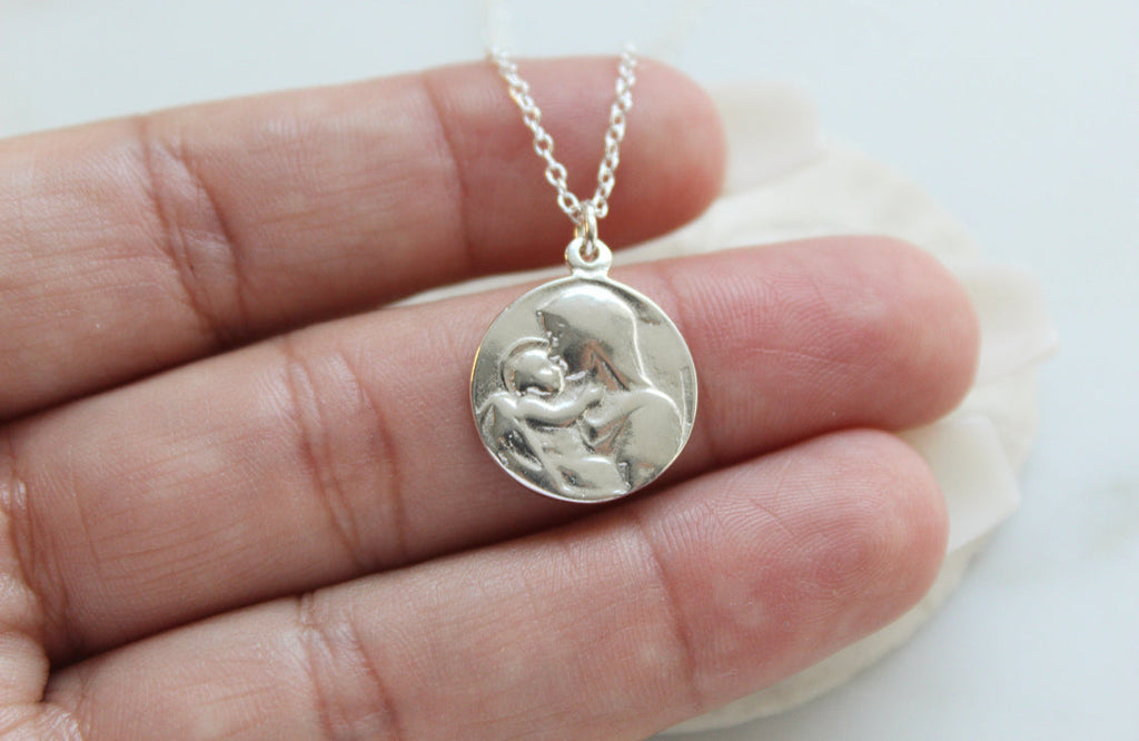 Jesus and Mary Necklace in Sterling Silver