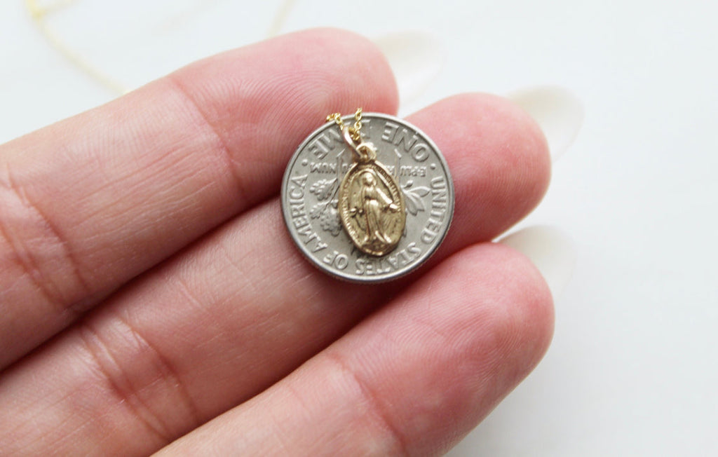 14k Gold Miraculous Medal Necklace