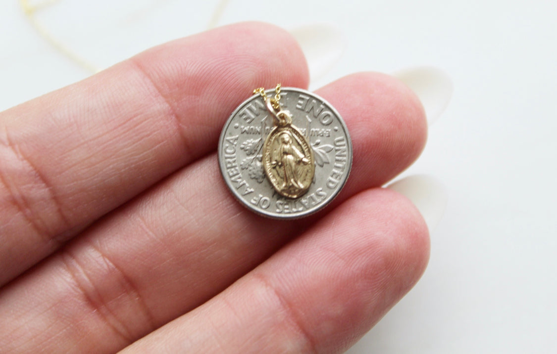14k Gold Miraculous Medal Necklace