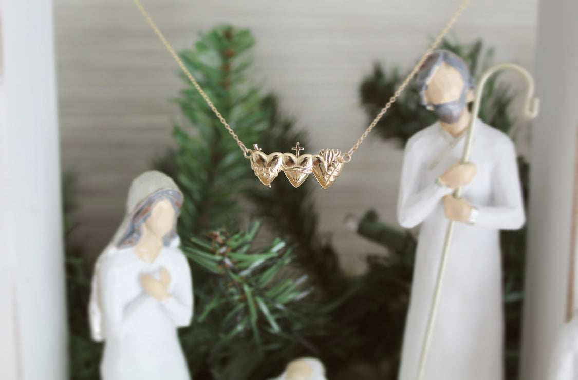 Holy Family Hearts® Necklace in 14k Gold