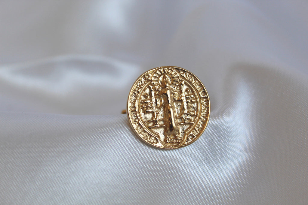 St. Benedict Cufflinks in Gold Vermeil