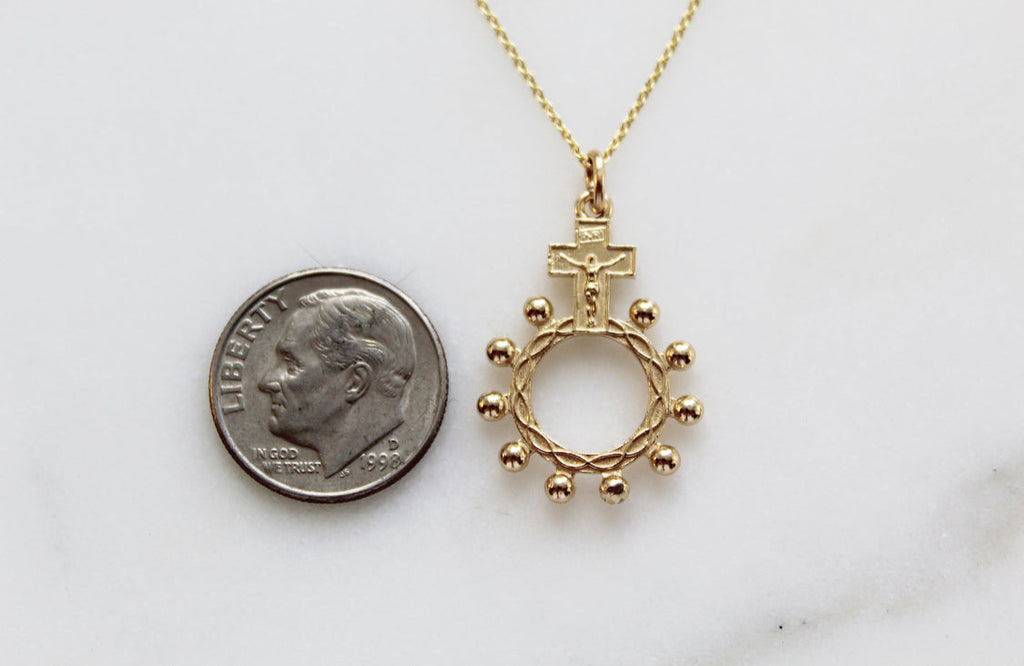 Rosary Bead Necklace 14k Gold