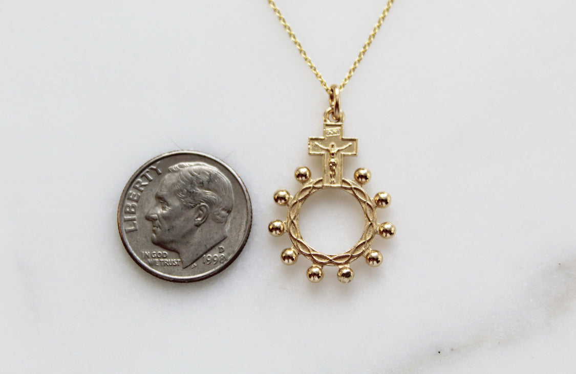 Rosary Bead Necklace 14k Gold