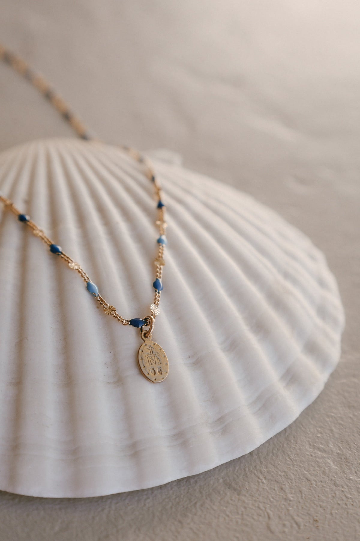 Celestial Blue Miraculous Medal Necklace