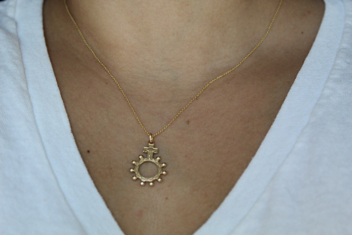 Rosary Bead Necklace 14k Gold