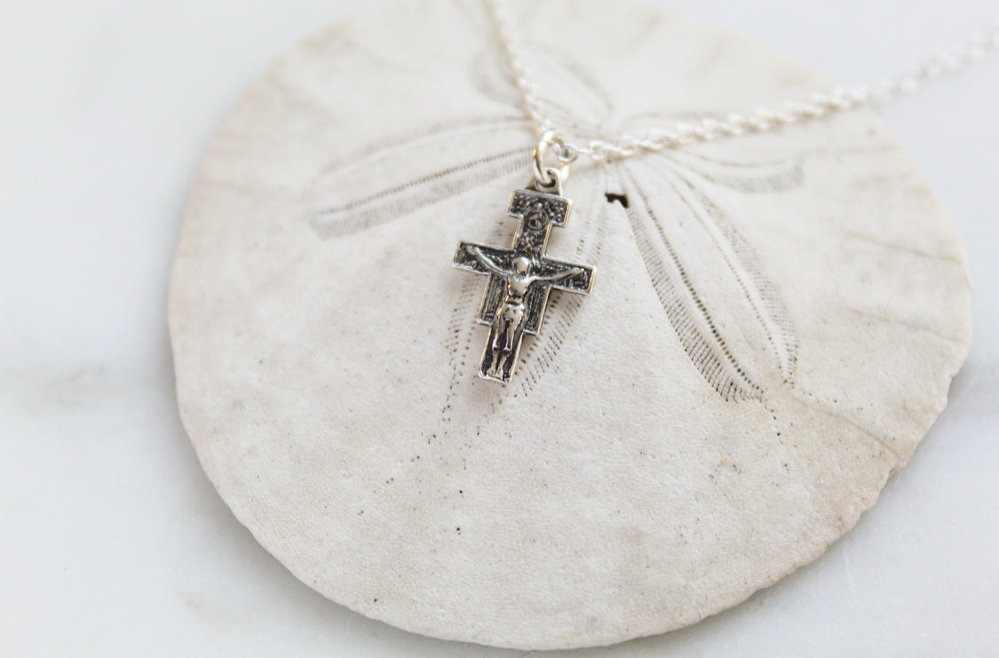 San Damiano Crucifix Necklace in 925 sterling silver