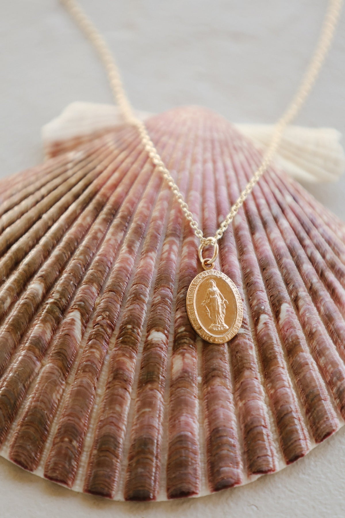 14k Dainty Miraculous Medal Necklace