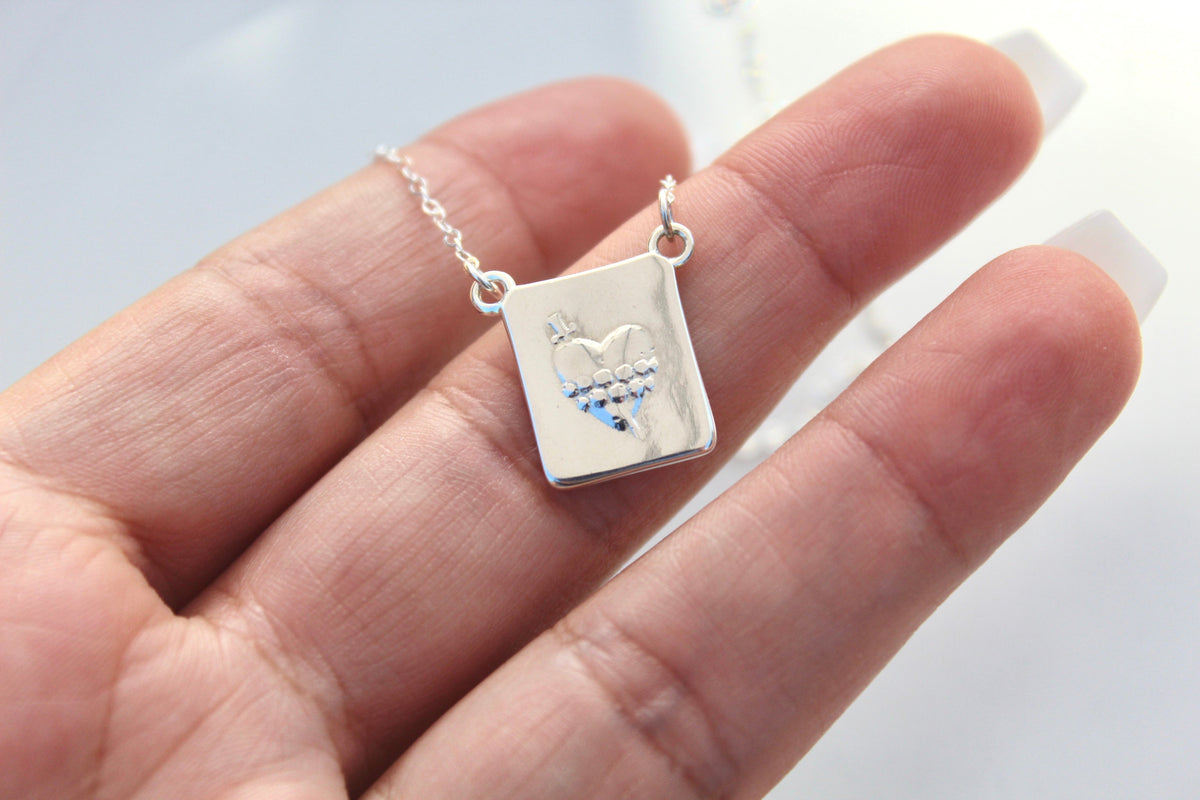 Our Lady of Fatima's Immaculate Heart Necklace in Sterling Silver