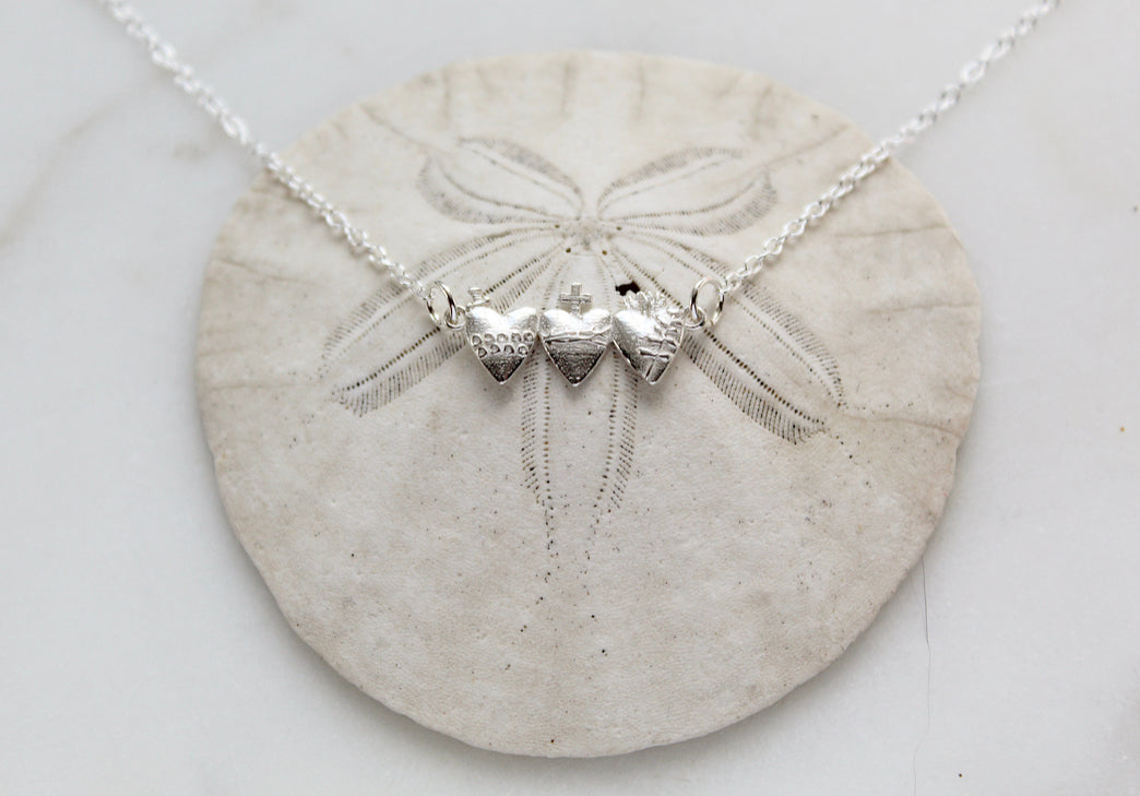 Holy Family Hearts® in Sterling Silver Tiny Version