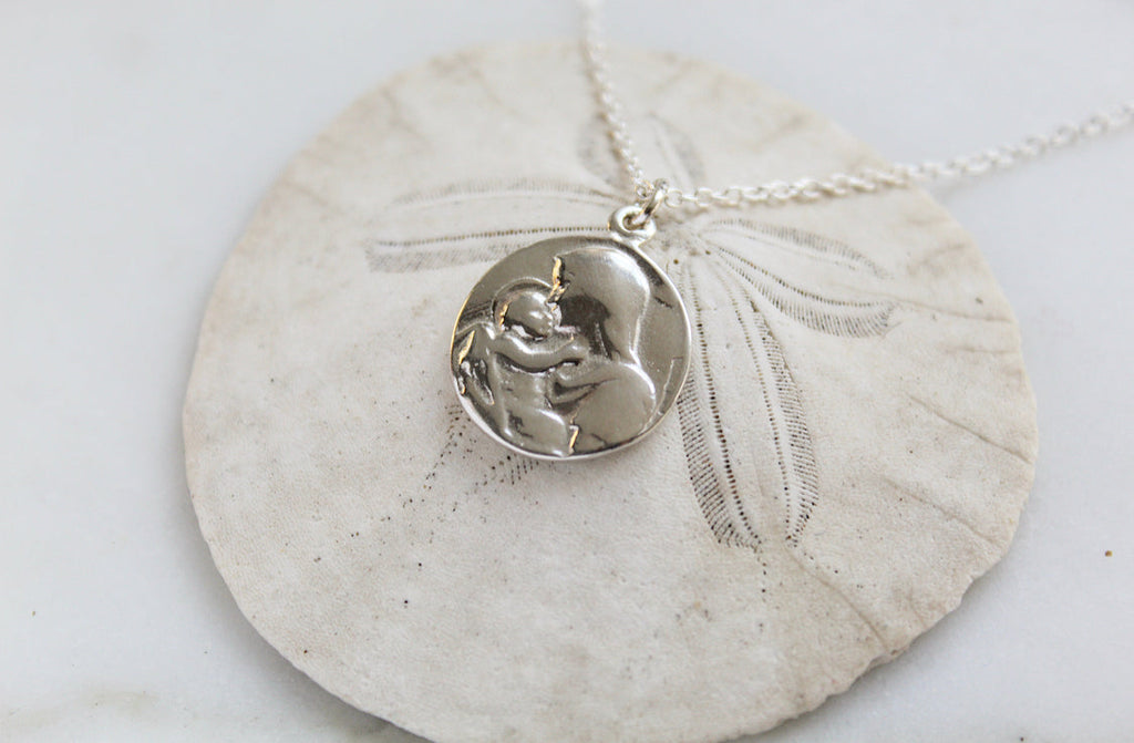 Jesus and Mary Necklace in Sterling Silver