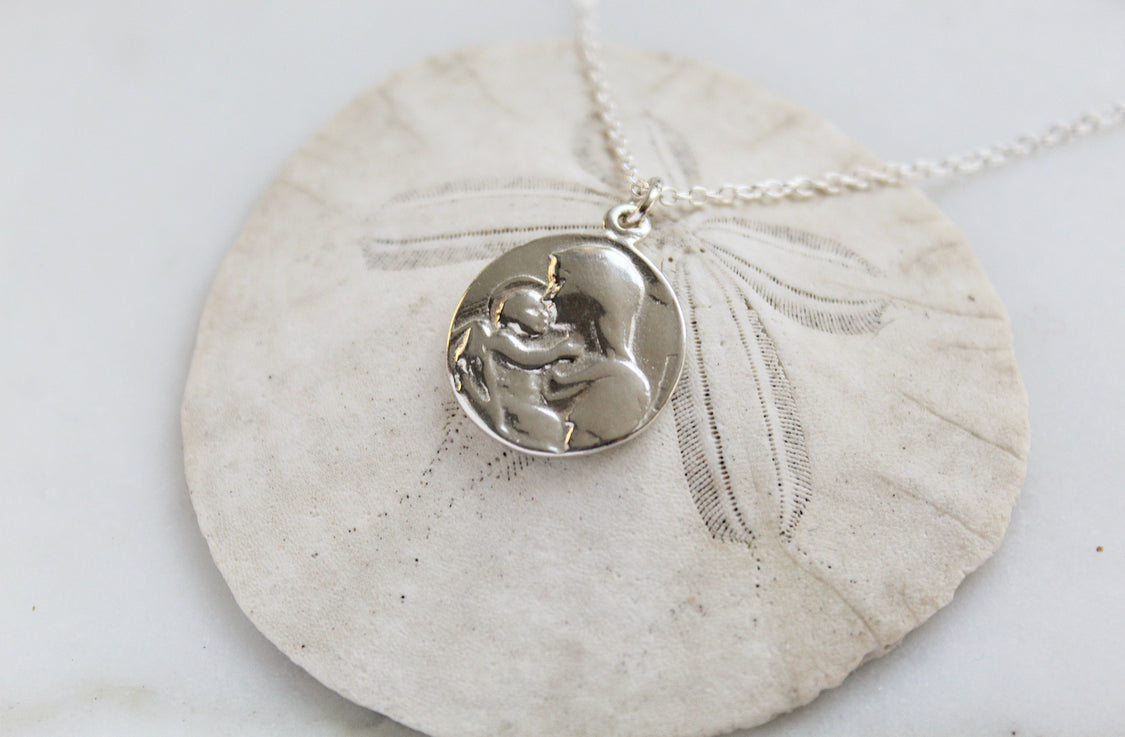 Jesus and Mary Necklace in Sterling Silver